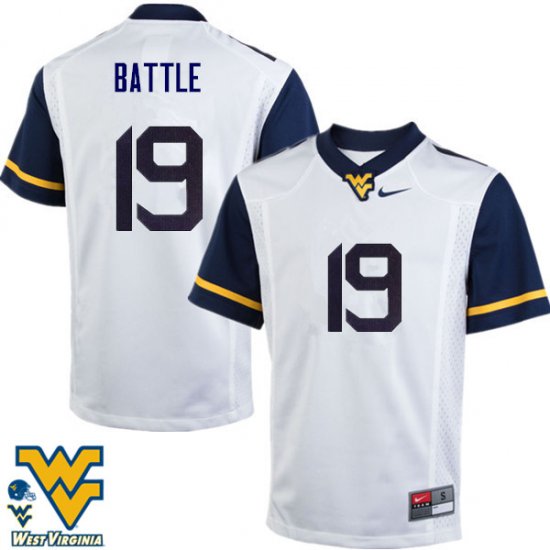 Men's West Virginia Mountaineers NCAA #19 Elijah Battle White Authentic Nike Stitched College Football Jersey MA15S15GV